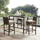 Conduit Bar Stool Outdoor Patio Wicker Rattan Set of 4 Modway Model: eei-3601
